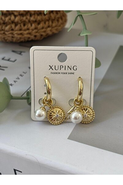 XP XUPİNG Gold Vıp Seri İnci Ve Şans Charm Sallantılı küpe