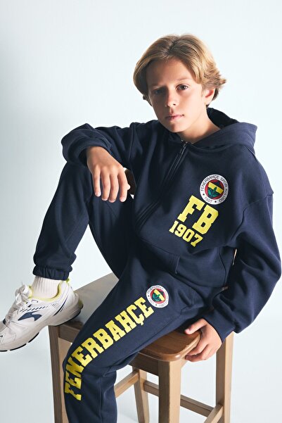 DeFacto Fenerbahçe Hooded Zippered Thick Fabric Printed Cardigan for Boys I66...