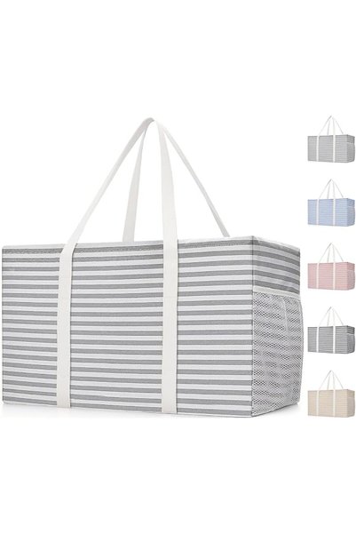 Lifewit Large Tote Bag, Reusable Shopping Grocery Bags, 46L, 1 Pack, Gray
