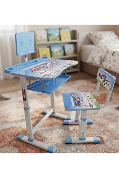 Star Kids Height Adjustable Student Desk and Chair Set for Kids - Blue - 079-...