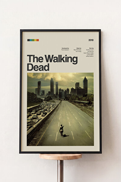 Pena Tablo The Walking Dead Retro Dizi Posteri Siyah Çerçeveli Tablo - Dizi T...