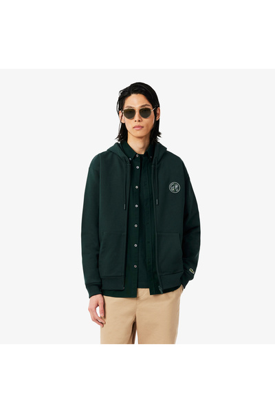 Lacoste Erkek Classic Fit Kapüşonlu Koyu Yeşil Sweatshirt