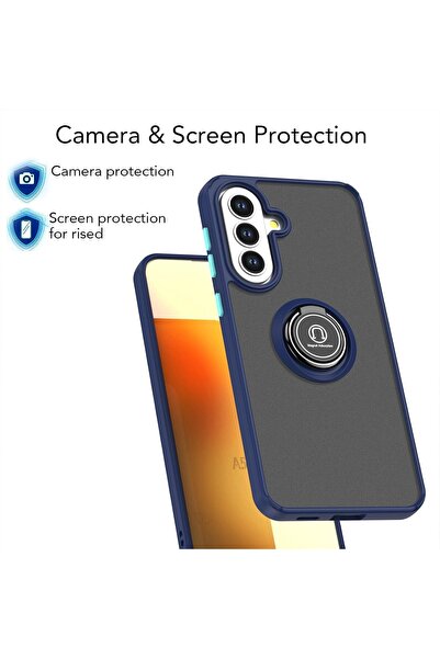 Rivor Samsung Galaxy A27 Uyumlu Kılıf Standlı Kamera Korumalı Kenarları Renkli Yüzüklü Sert Silikon Kapak