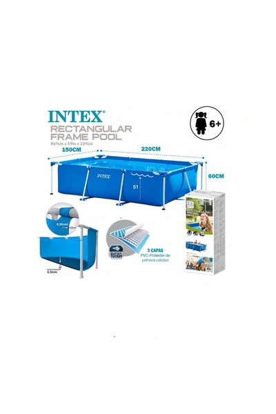 Intex حوض سباحة مستطيل الشكل (86.5 بوصة × 59 بوصة × 23.5 بوصة)