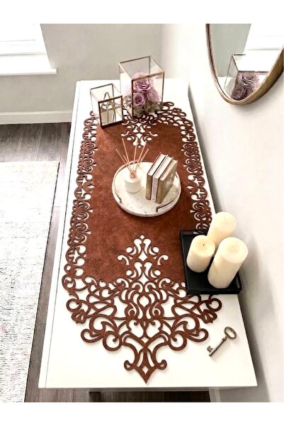 Ergüven Home قماش سويدي بني أحمر مقاس 40x120 سم - تصميم عصري