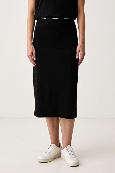 Calvin Klein Women's Regular Fit Elastic Waist Cotton Ribbed Knit Fabric Midi...