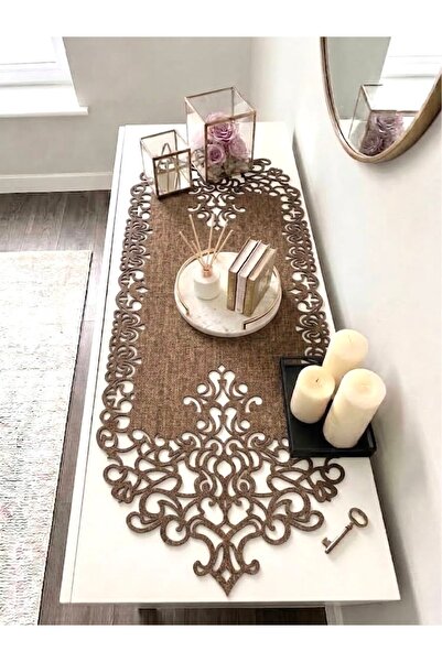 Ergüven Home قماش سويدي بني اللون مقاس 40x120 سم - تصميم عصري