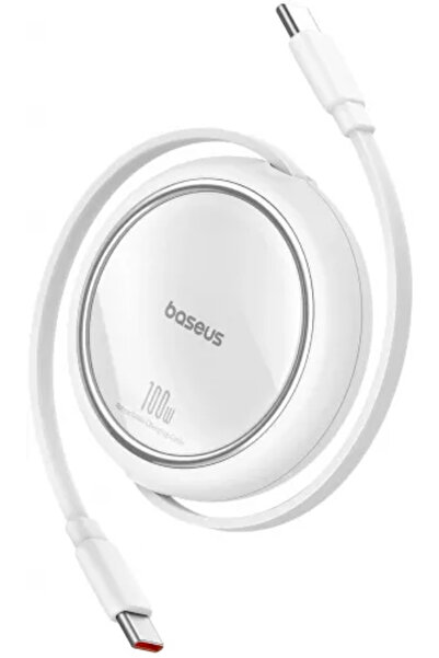 Baseus Cablu Free2Draw Mini Retractabil USB-C la USB-C 100W 1m Alb