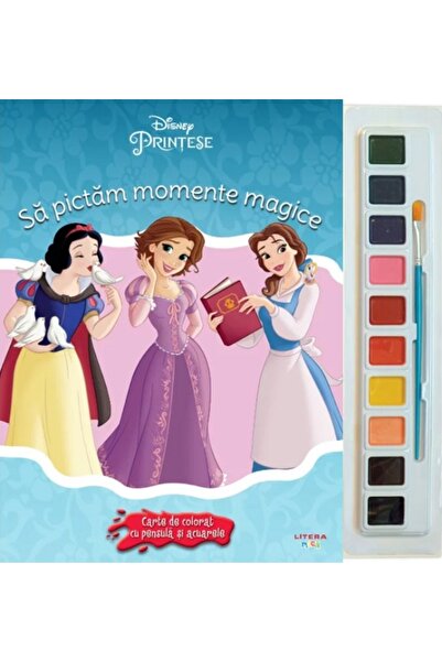 Litera Disney printese: Sa pictam momente magice. Carte de colorat cu pensula...