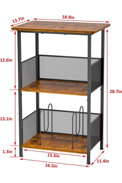 COOLHAWK Record Player Stand 3-Tier, Vinyl Record Storage up to 200 Albums, Record Player Table with Smooth Wood Top, Fits Most Phonographs, Turntable Stand & Bedside Nightstand, Space-Saving