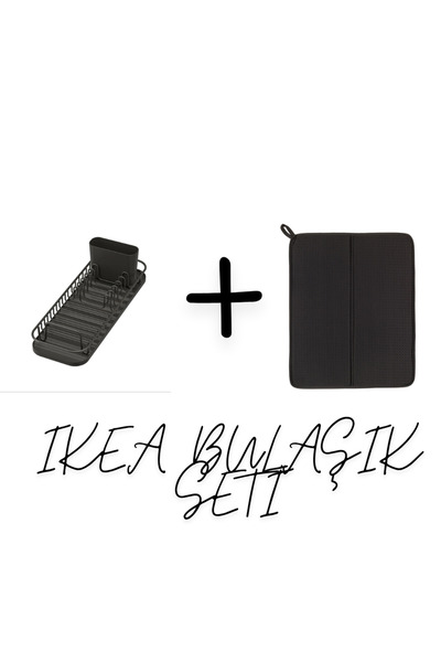 IKEA Bulaşık Seti LILLHAVET bulaşıklık , antrasit ve NYSKÖLJD bulaşık kurutma...