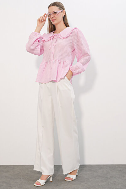 Modamorfo Women's Baby Collar Shirt Blouse 993 - Pink