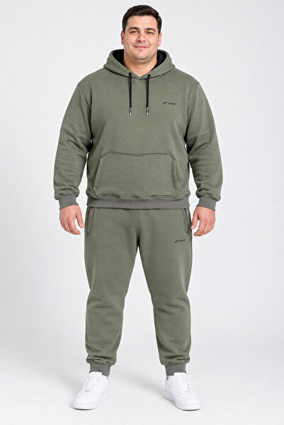 FORE SPORT Men's 3-thread brushed fleece hooded super oversized tracksuit set...