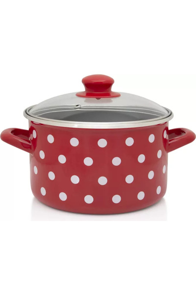 Metalac Oala 5l cu capac din sticla Tufne email/22cm/5l
