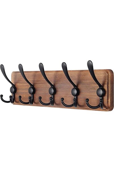 GENERAL Almikakoz Storage Hook Made of Pine Wood and Metal, 5 Units, Wood Color