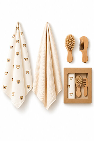 MCT Baby Wear Baby Care Set, 2-Piece Muslin Cover, Comb and Brush Set