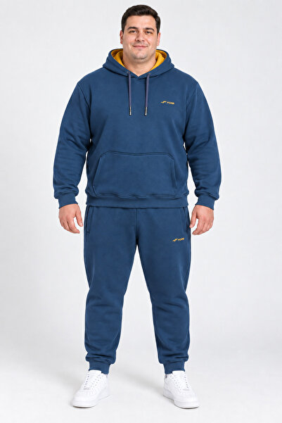 FORE SPORT Erkek 3 İplik Şardonlu Kapüşonlu Süper Battal Eşofman Takımı 6XL–9XL