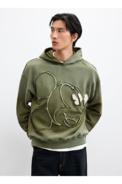 Desigual Haki Erkek Kapüşonlu Regular Fit Desenli Sweatshirt 26WMSK07 SWEAT_M...