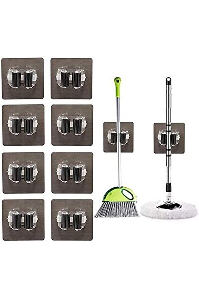TERRIFI Mop and Broom Holder Wall Mounted Cleaning Tool Organizer 8 Pack Heav...