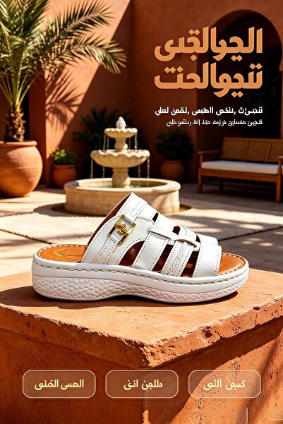 SoftSole KSA صندل رجالي من الجلد الطبيعي - نعل سميك وتفاصيل مشبك معدني