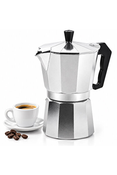 varioshop ®   Cafetieră Moka din aluminiu, 6 cești, 300 ml, pentru aragaz/pli...