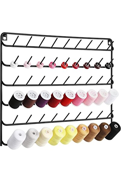 Yelajoy Thread Holder Wall 54-spool Sewing Thread Rack Wall Mount Embroidery ...