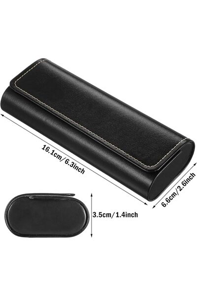 ALMEKAQUZ Glasses Case Hard Case, Portable Sunglasses Case, Lightweight PU Leather Glasses Case, Sli