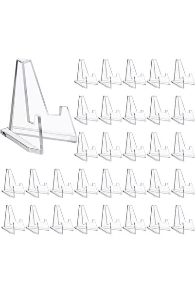 Yalikop 36 Pack Arcylic Card Display Stands Mini Clear Easel Stand Holder Sma...