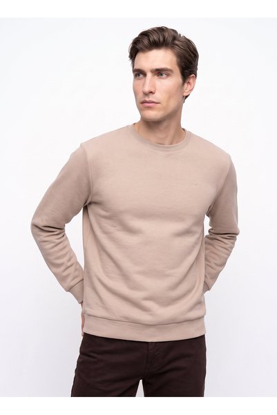 Mustang Bej Erkek Basic Nakışlı Sweatshirt M6WM-SWT1590