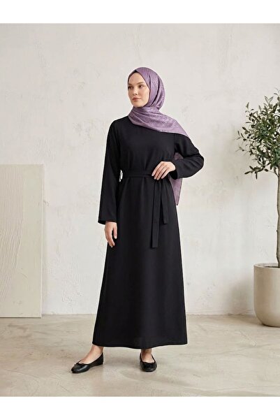 Lunsera Store فستان بتفاصيل حزام الخصر - أسود
