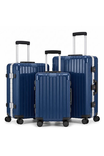 Dubai Power 3PC Aluminum Frame Hardside Luggage 20/24/28 Inch with TSA Passwo...