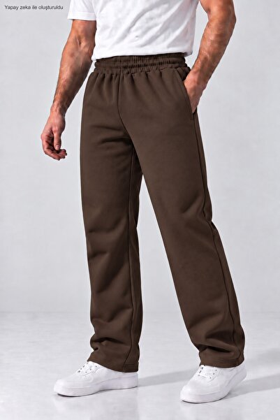 caddekombin Men's Loose Fit Sweatpants Streetwear Wide Leg Straight Leg Knitt...