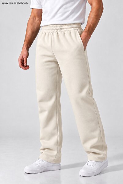 caddekombin Men's Loose Fit Sweatpants Streetwear Wide Leg Straight Leg Knitt...