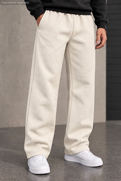 caddekombin Men's Loose Fit Sweatpants Streetwear Wide Leg Straight Leg Knitt...
