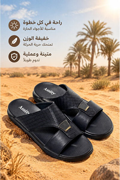 Generic Brand شباشب رجالية مفتوحة الأصابع بأشرطة متقاطعة، جزء علوي من الجلد ا...