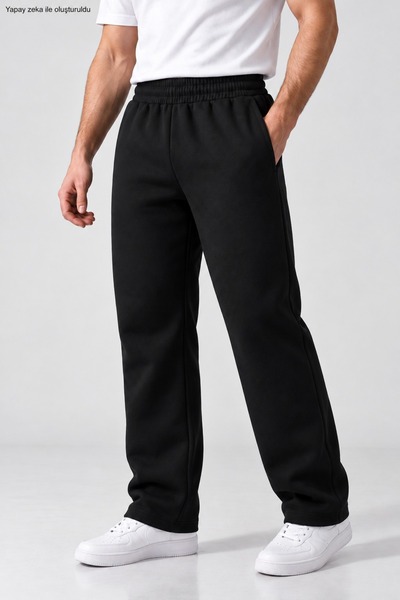 caddekombin Men's Loose Fit Sweatpants Streetwear Wide Leg Straight Leg Knitt...