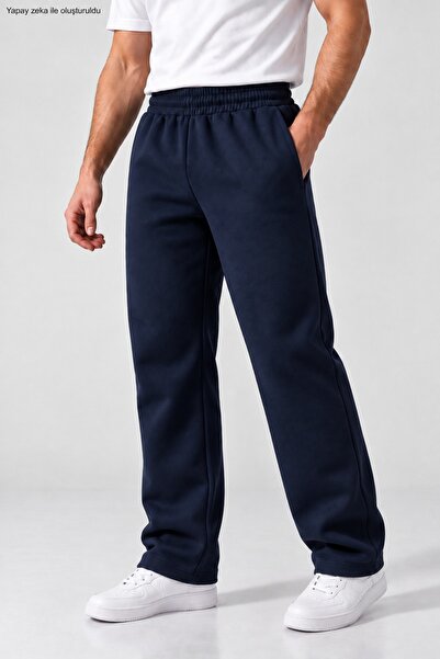 caddekombin Men's Loose Fit Sweatpants Streetwear Wide Leg Straight Leg Knitt...