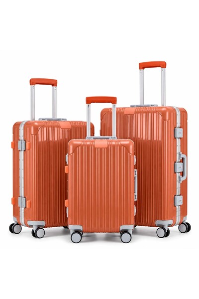 Dubai Power 3PC Aluminum Frame Hardside Luggage 20/24/28 Inch with TSA Passwo...
