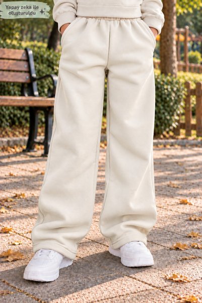 Birdirbir Uniseks Çocuk Wide Leg Sweatpants - Yüksek Bel Salaş Eşofman Altı