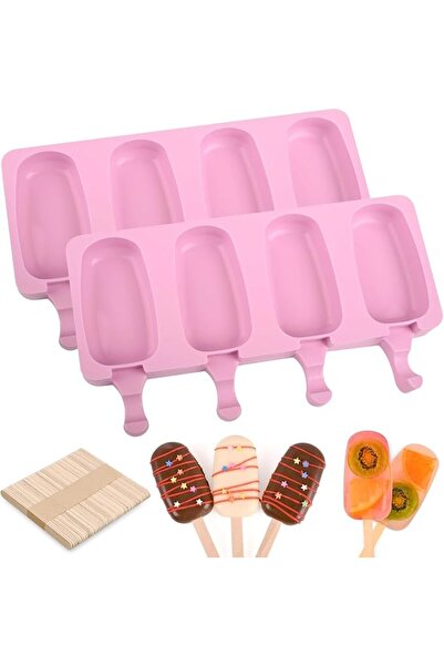 Yelajoy 2 PCS Popsicle Silicone Molds Set, Ice Cream Mold Oval Cake Pop Mold,...