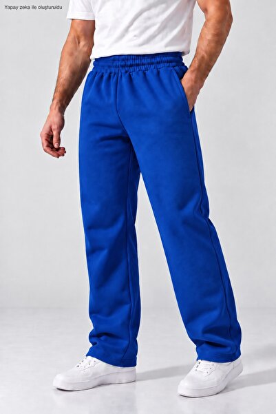caddekombin Men's Loose Fit Sweatpants Streetwear Wide Leg Straight Leg Knitt...