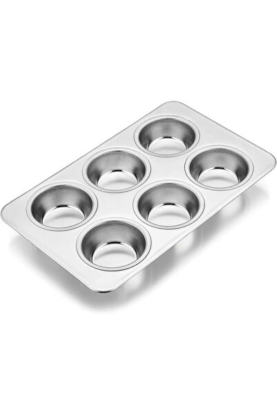 GENERAL Stainless Steel Muffin Pan, E-far 6-Cup Cupcake Pan Tin for Baking, M...