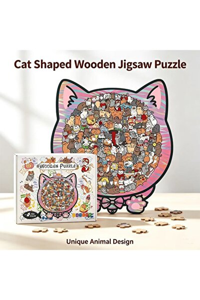 Generic Brand 135pcs Cat Theme Wooden Puzzle,Cute Cartoon Jigsaw Puzzle , Kit...
