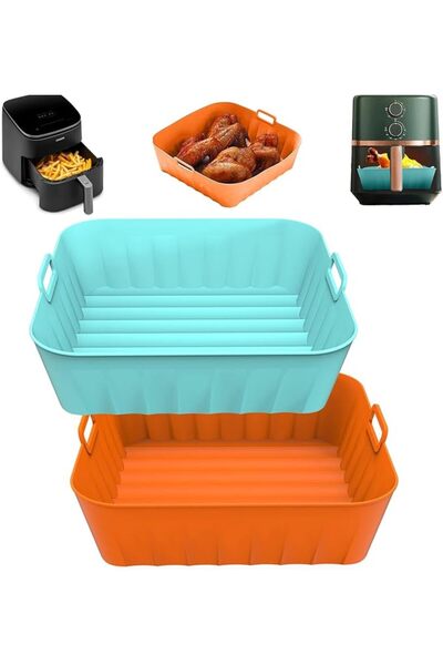 AZONEE 2 Pack Air Fryer Silicone Liners Square, 8.3 Inch Reusable Air Fryer A...