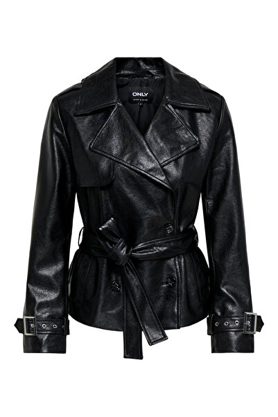 ONLY ONLJULIA BELİ KEMERLİ SİYAH DERİ CEKET FAUX LEATHER BELTED JACKET OTW
