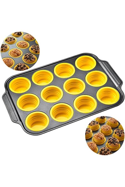 MAKINGTEC Silicone Muffin Pan, 12 Cups Muffin Pans with Metal Frame Nonstick ...