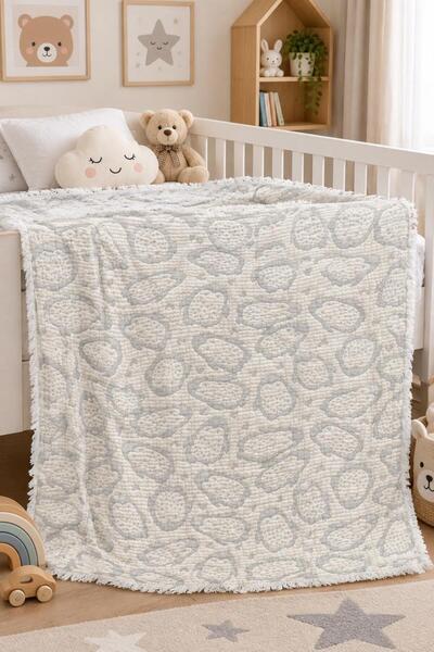 MİLABABY 6 Katlı Kalın Müslin Bebek Örtüsü 95x135 Gri Penguen Desenli Çift Ta...