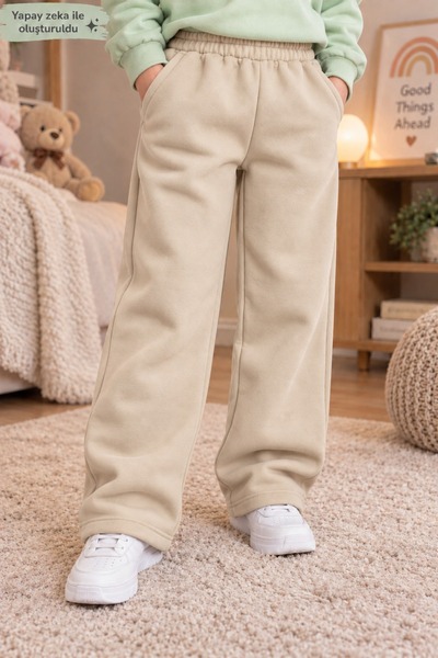 Birdirbir Uniseks Çocuk Wide Leg Sweatpants - Yüksek Bel Salaş Eşofman Altı