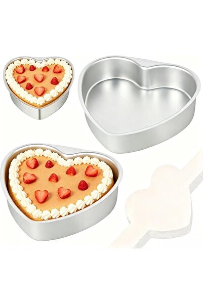 XICEN Heart Shaped Cake Pan Set of 2, Aluminum Heart Cake Pans, Non-stick Cak...