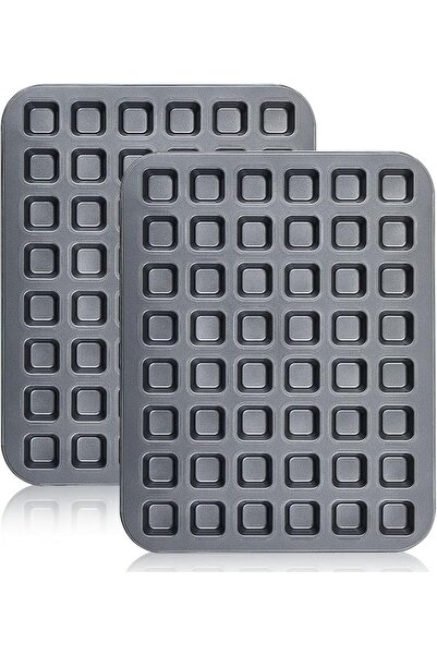 Teenyyou 2 Pcs Mini Brownie Pan 48 Cavity, Nonstick Mini Muffin Baking Pan